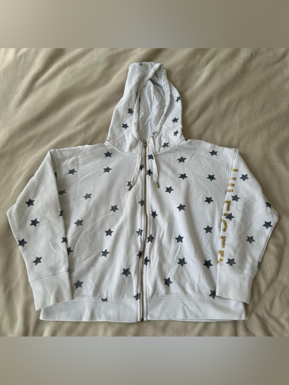 Tommy Hilfiger White & Blue Star Print Zip Up Hoodie